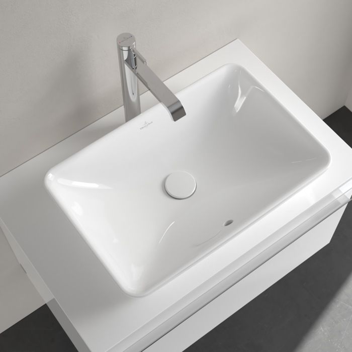 Раковина, Villeroy&Boch, Venticello, ширина, мм-550, глубина, мм-360, тип установки-полувстраиваемый, отверстия для смесителя-без площадки под смеситель, перелив-есть, декор-без декора, материал-керамика, грязеотталкивающее покрытие-CeramicPlus, цвет-альп Раковина, Villeroy&Boch, Venticello, ширина, мм-550, глубина, мм-360, тип установки-полувстраиваемый, отверстия для смесителя-без площадки под смеситель, перелив-есть, декор-без декора, материал-керамика, грязеотталкивающее покрытие-CeramicPlus, цвет-альп