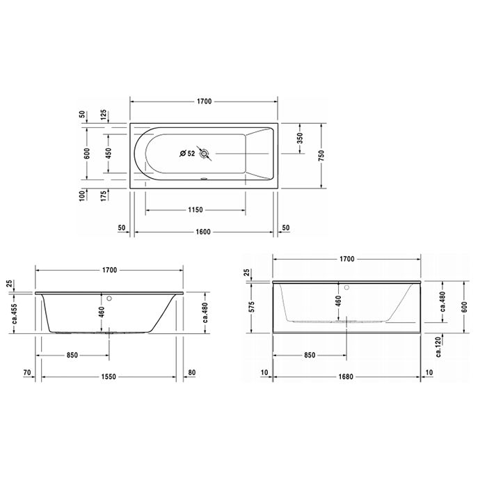 Duravit Комплект слив-перелива для ванны квадратно-овальный, цвет хром