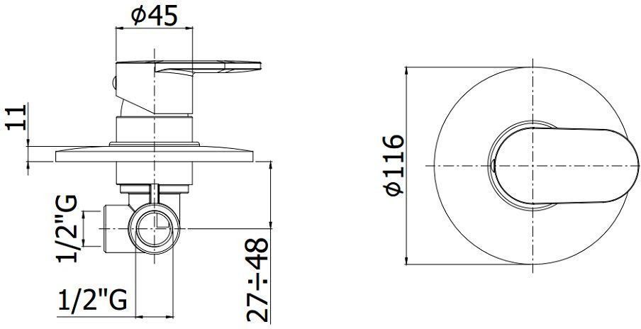 Смеситель для душа Paffoni Candy CA010CR (с внутренней частью)