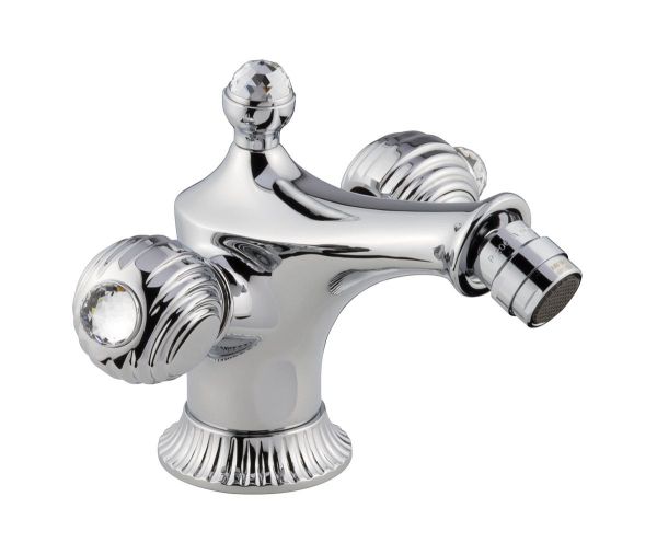 Emmevi The One Cloe, смеситель для биде. Металлические ручки + прозрачные кристаллы Swarovski, цвет хром