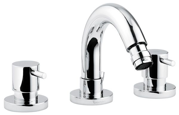 Emmevi Piper, двухрычажный смеситель для биде на 3 отверстия с донным клапаном, цвет хром