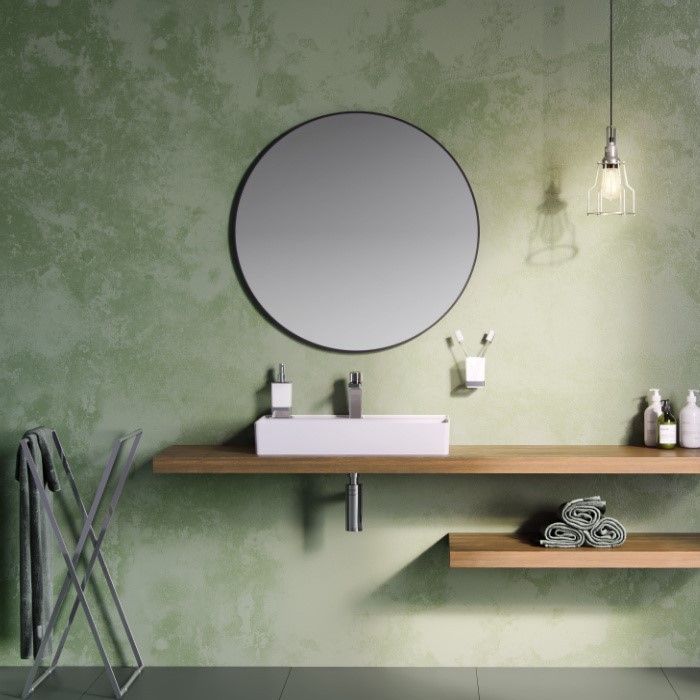 Зеркало круглое EXCELLENT Virro D=80 (черный мат)