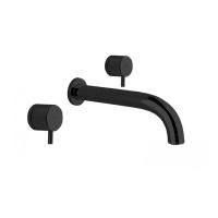 CISAL Less New Смеситель для раковины на 3 отверстия из стены,излив 213 мм,внешняя часть, цвет черный матовый