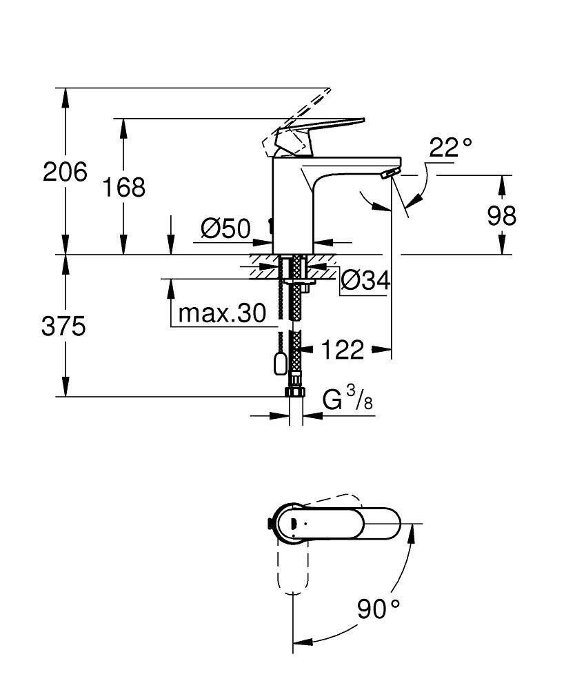Смеситель для раковины GROHE Eurosmart Cosmopolitan с цепочкой и энергосберегающим картриджем, хром (2339700E) Смеситель для раковины GROHE Eurosmart Cosmopolitan с цепочкой и энергосберегающим картриджем, хром (2339700E)