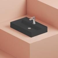 Artceram SCALINO Раковина накладная 75х48 см, с 1 отв под смеситель, без слив перелива, цвет черный матовый