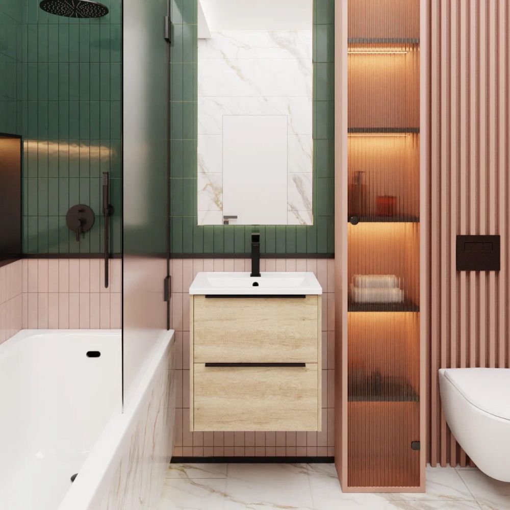 Тумба под раковину подвесная La Fenice Tesoro FNC-01-TES-DNN-60-2, натуральный, артикул FNC-01-TES-DNN-60-2