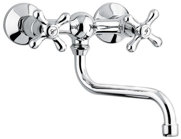 Emmevi Deco Classic, настенный двухвентильный кухонный смеситель (поворотный излив 23 см), цвет хром