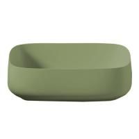 Раковина, Artceram, Cognac Quadro, ширина, мм-560, глубина, мм-410, высота, мм-150, тип установки-накладной (настольный), отверстия для смесителя-1, с переливом, материал-керамика, вид грязеотталкивающего покрытия-Saniglaze, без креплений, цвет-Green salv