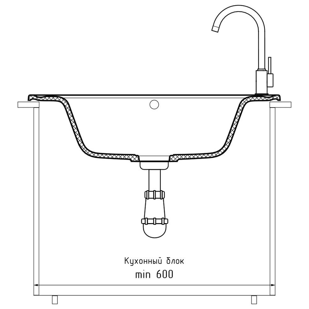 Кухонная мойка GranFest QUARZ 71, серый, артикул 71 серый