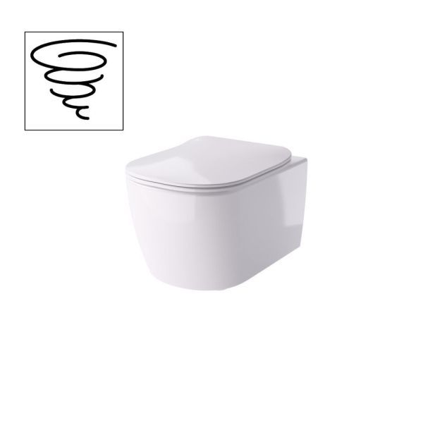 Hidra Faster, подвесной унитаз с вихревой системой смыва, c сиденьем микролифт, 53x36,5 см, цвет белый матовый