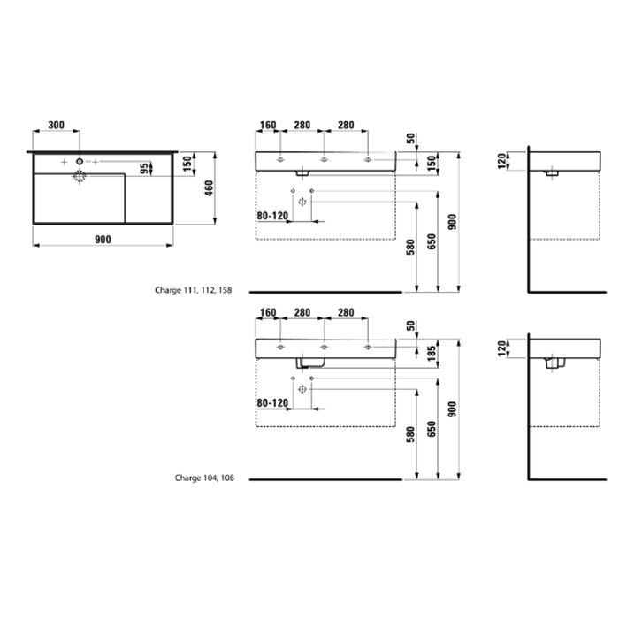 Laufen Kartell Раковина 900х460х120мм без перелива, без отв. под смеситель, цвет: белый