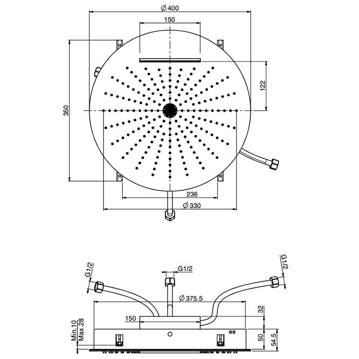 Fima Carlo Frattini Soffioni Верхний душ 40см., 3 режима, потолочный, цвет: хром