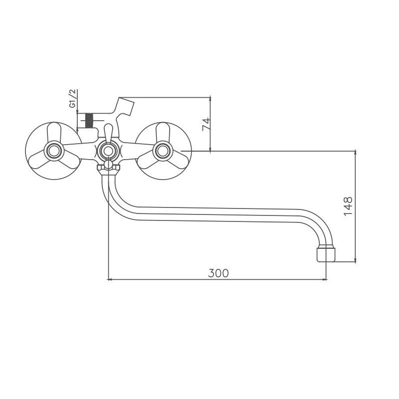 Смеситель для ванны Cron CN2209, хром