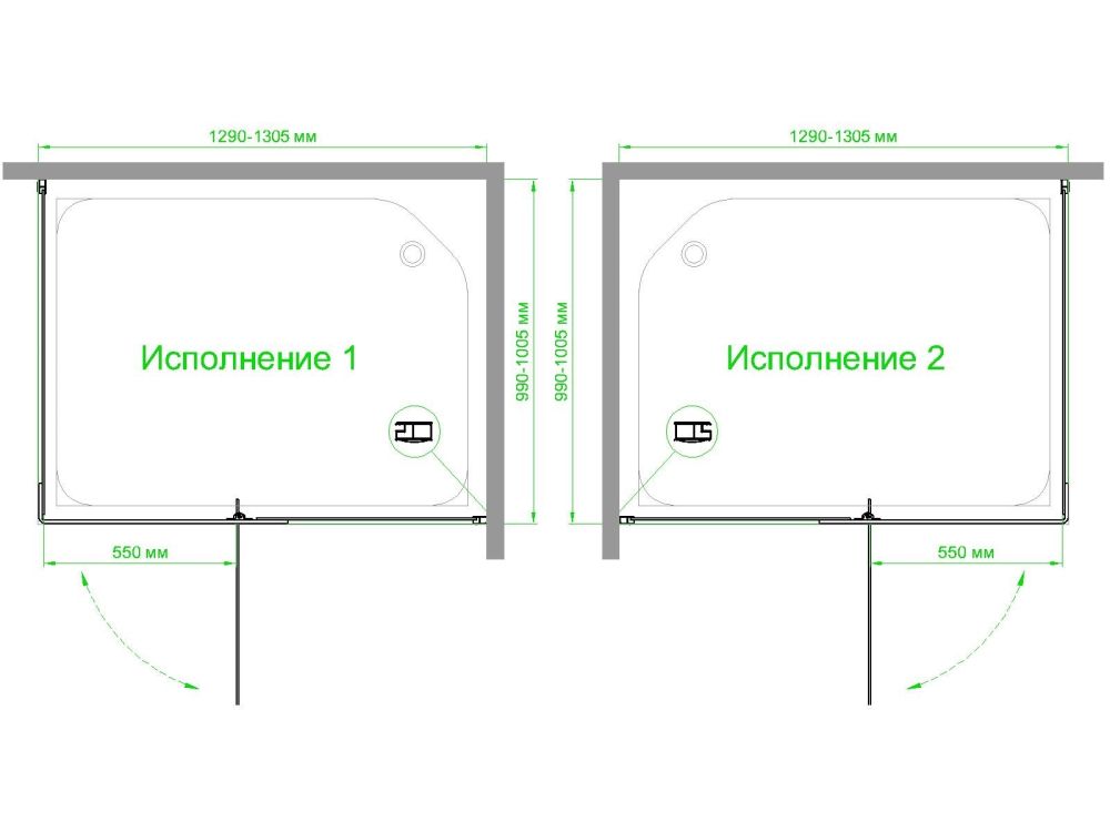 Душевой уголок Royal Bath  RB  HPVD-T 130х100х200 (прозрачное), артикул RB1130HPVD-T
