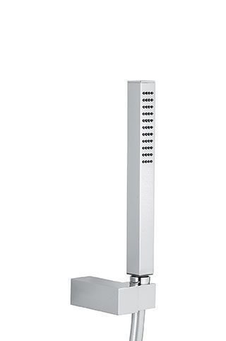 Emmevi, набор ручного душа 166: квадратная лейка, шланг 150 см и держатель лейки (все детали из латуни), цвет хром