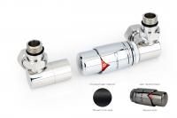Автоматический терморегулятор 3D правый G 1/2" НР х G 3/4" НГ (набор) (Тёмный титан муар - Чёрный хром)