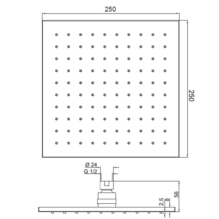 FIMA|Carlo Frattini Wellness Верхний душ из латуни 250х250 мм., квадратный, цвет хром FIMA|Carlo Frattini Wellness Верхний душ из латуни 250х250 мм., квадратный, цвет хром