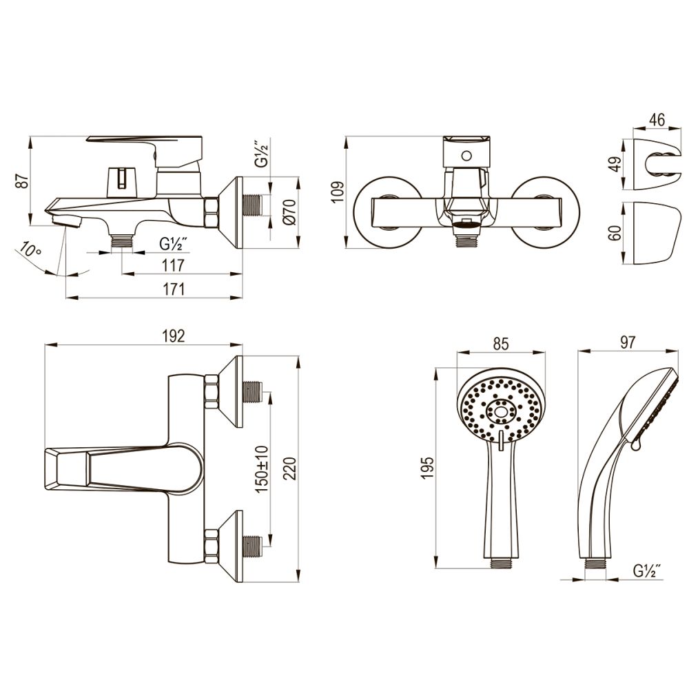 Смеситель Rossinka для ванны с монолитным изливом (RS28-30), артикул RS28-30