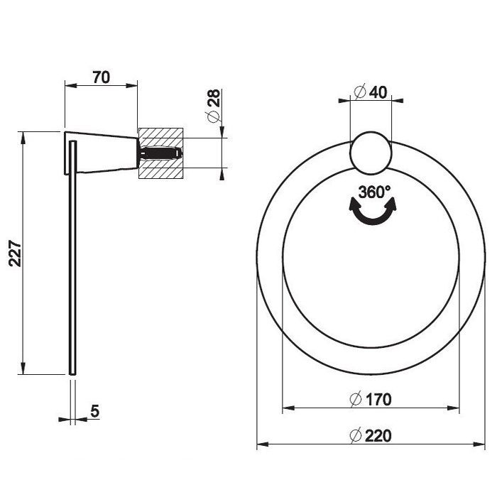 Gessi Cono Полотенцедержатель-кольцо, цвет: Black Metal Brushed PVD
