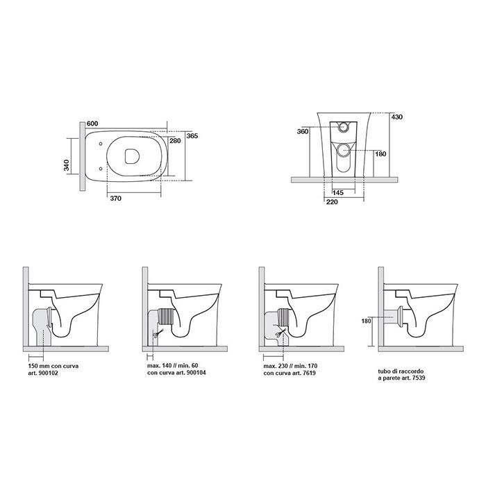 Kerasan The New Yorker Унитаз напольный приставной 600*365мм (без крепежа 762901), цвет: белый матовый