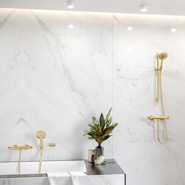 Смеситель для ванны и душа, Hansgrohe, Ecostat Comfort, тип регулирования воды-термостатический картридж, тип установки-настенный, отверстия для монтажа-2, вынос излива, мм-188, цвет-бронза шлифованная Смеситель для ванны и душа, Hansgrohe, Ecostat Comfort, тип регулирования воды-термостатический картридж, тип установки-настенный, отверстия для монтажа-2, вынос излива, мм-188, цвет-бронза шлифованная