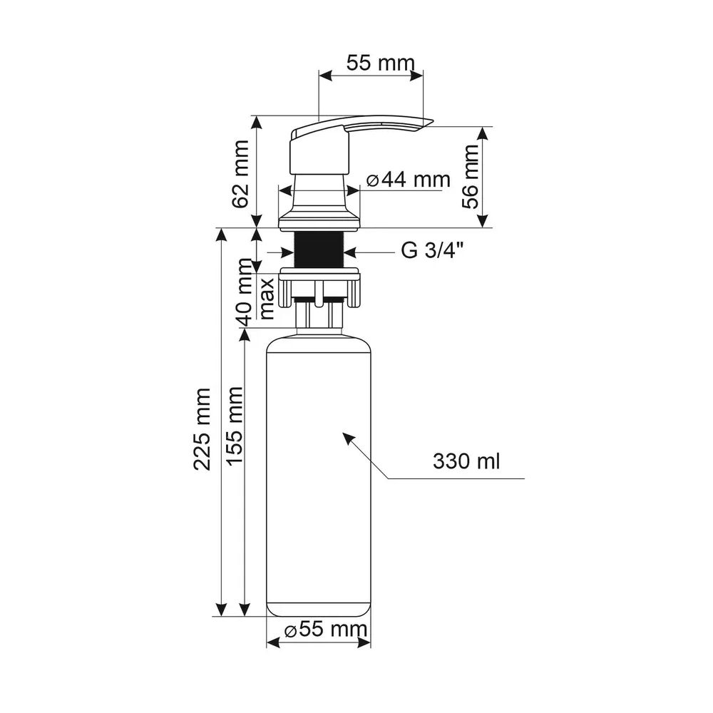 Дозатор для моющего средства Ulgran Quartz UQ-02-09, асфальт, артикул UQ-02-09