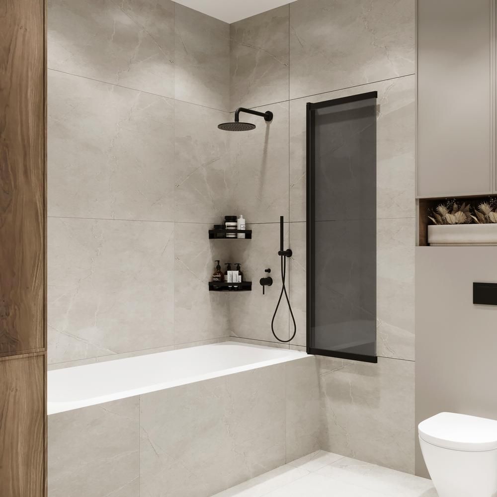 Шторка на ванну слайдер Terminus Ното 150х90 тонированная, черный