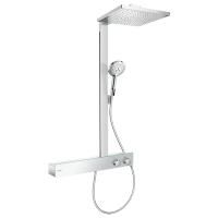 HG Raindance E Душевая система Showerpipe: верх.душ 300х300мм 1jet, ручн.душ 3jet, шланг 1,6м, термостат для душа с полкой, EcoSmart,цвет: хром HG Raindance E Душевая система Showerpipe: верх.душ 300х300мм 1jet, ручн.душ 3jet, шланг 1,6м, термостат для душа с полкой, EcoSmart,цвет: хром