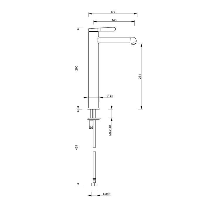 FANTINI Torino Смеситель для раковины на 1 отв, излив 14.5 см, без донного клапана, хром