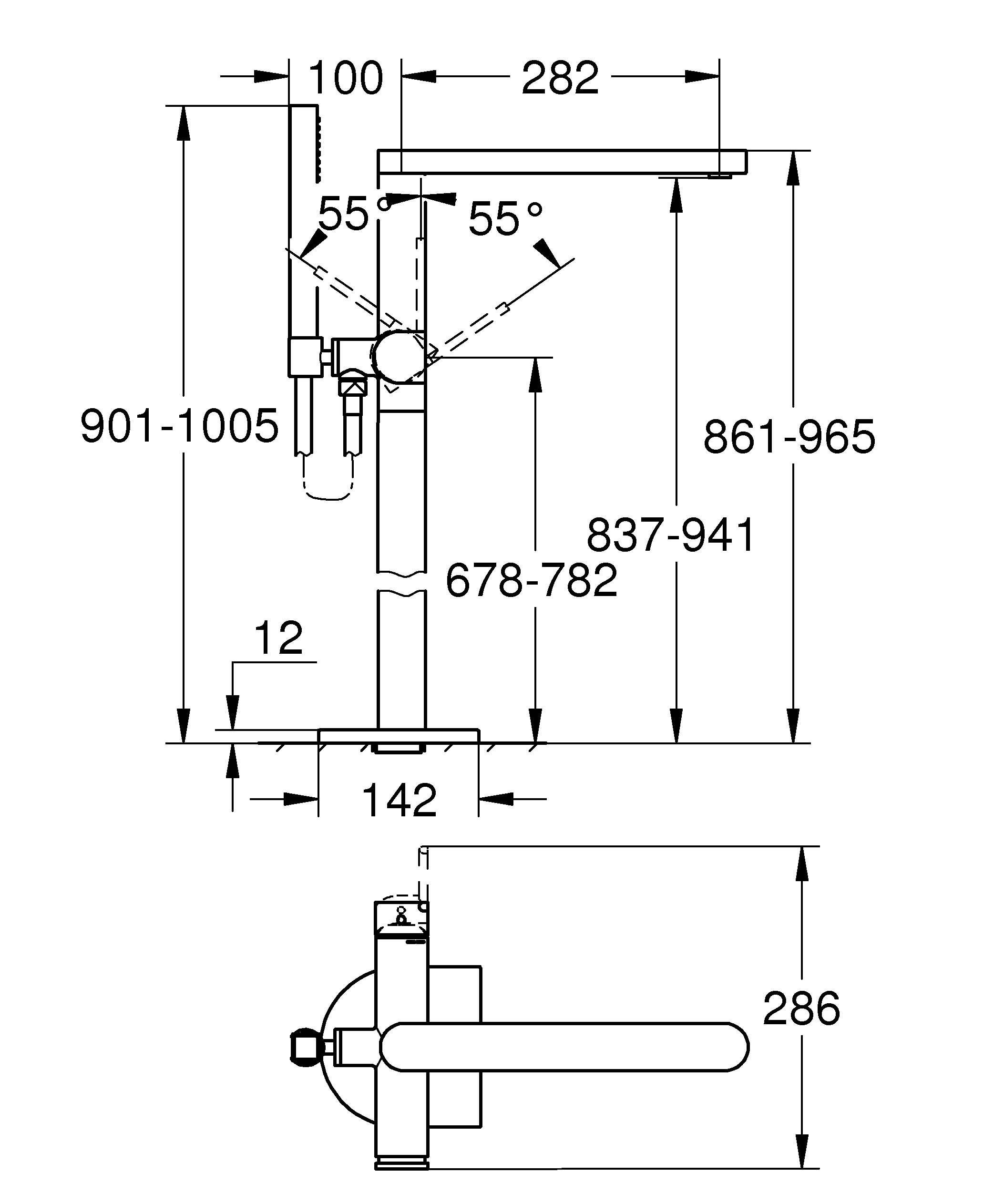 Смеситель однорычажный для ванны GROHE Plus, хром (23846003) Смеситель однорычажный для ванны GROHE Plus, хром (23846003)