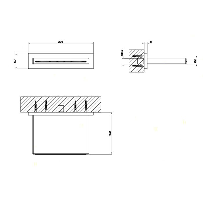 Gessi Rettangolo Каскадный излив для душа настенный, для монтажа с удаленным управлением (не входит в комплект), цвет: шлифованная сталь
