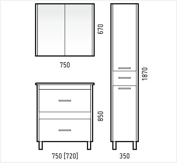 Тумба "Верона 75", лайн, Оскар 75