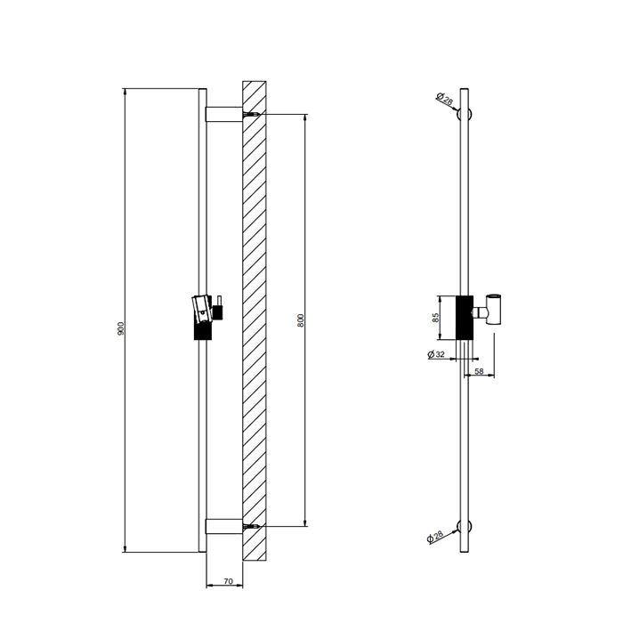 Gessi Anello Штанга для душа, цвет Black XL
