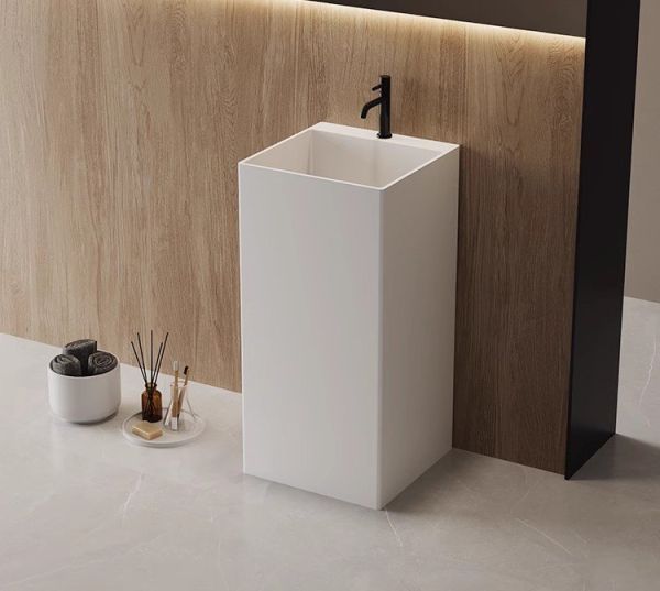Напольная раковина из искусственного камня Solid Surface 450x450x850, CEZARES CZR-SLIDER-450/850-LV-SS