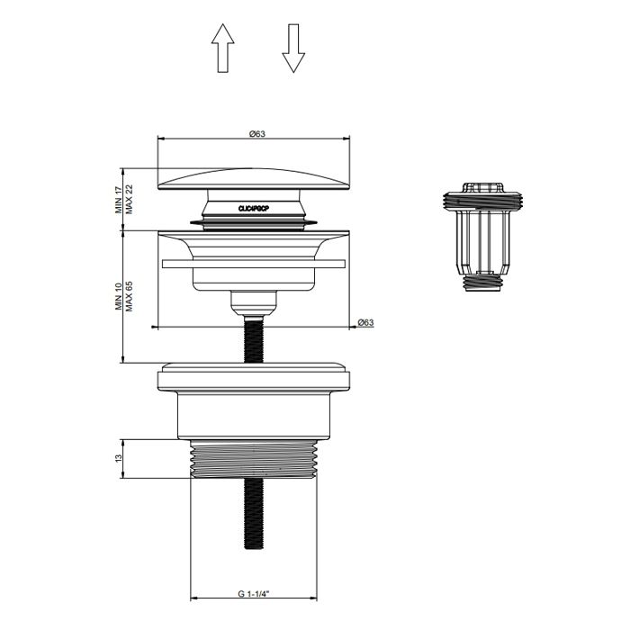 GESSI 316 Донный клапан нажимной “Stop&Go”, для раковин без перелива, цвет Brushed Brass PVD