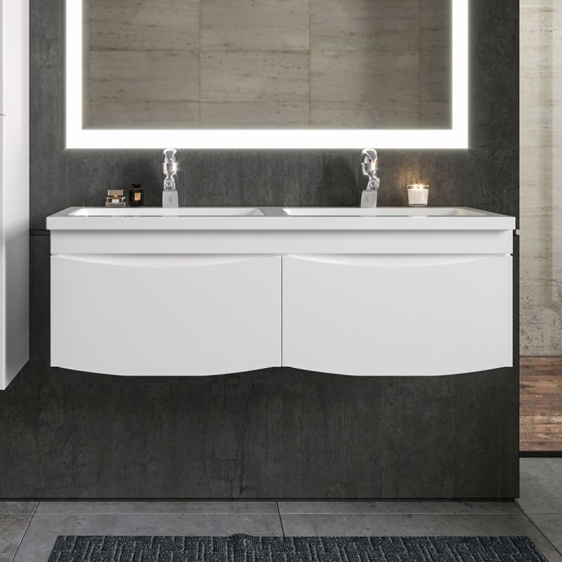 Тумба под раковину Бриклаер Вега 125 подвесная Белый глянец