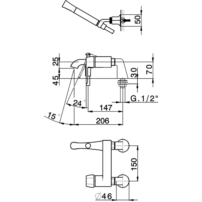 CISAL Cherie Смеситель на борт ванны однорычажный, с душевым комплектом, цвет золото/черный