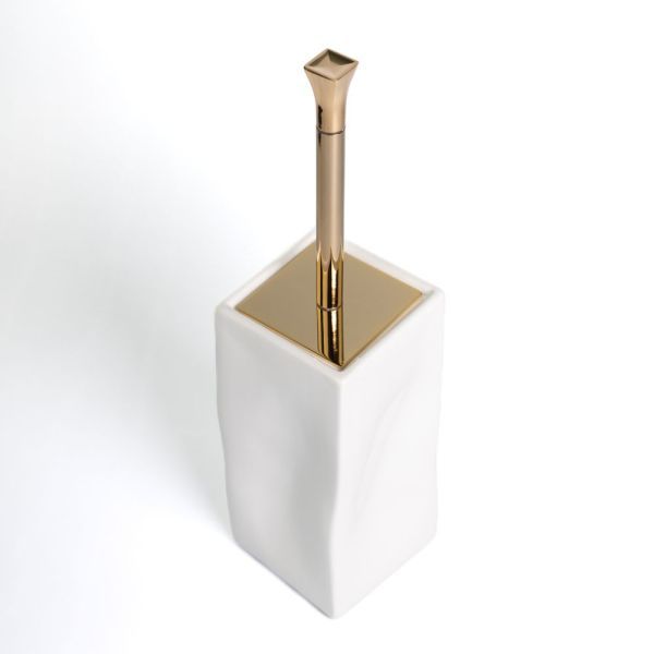 Stil Haus Prisma, напольный керамический ёрш, цвет золото - белая керамика