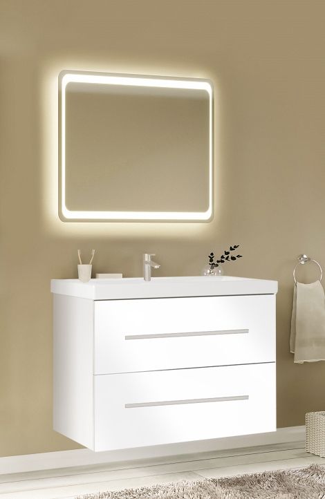 Тумба под раковину Marka One Mix 60П с ручками Белая глянцевая, артикул У56083