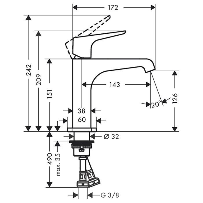 AX Citterio E Смеситель для раковины 125 AX Citterio E Смеситель для раковины 125