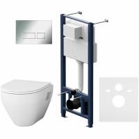 Комплект унитаза с инсталляцией AM.PM Spirit V2.0 FlashClean IS47051.701738 с сиденьем Микролифт и клавишей смыва Хром Комплект унитаза с инсталляцией AM.PM Spirit V2.0 FlashClean IS47051.701738 с сиденьем Микролифт и клавишей смыва Хром