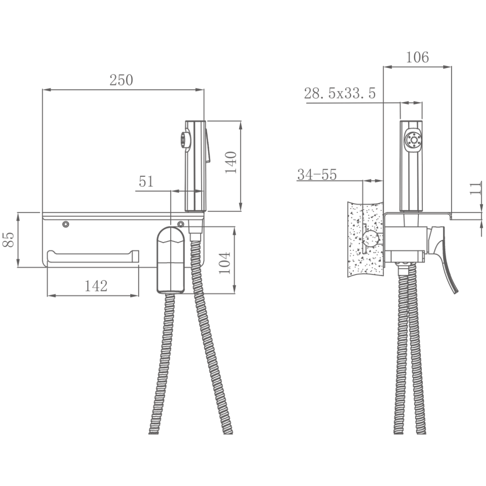 Смеситель с гигиенической лейкой, полочкой и держателем туалетной бумаги HAIBA хром (HB55553), артикул HB55553