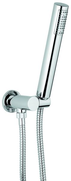 Emmevi, набор ручного душа 154: круглая лейка с держателем и водотводом, шланг 150 см (все детали из латуни), цвет черный матовый