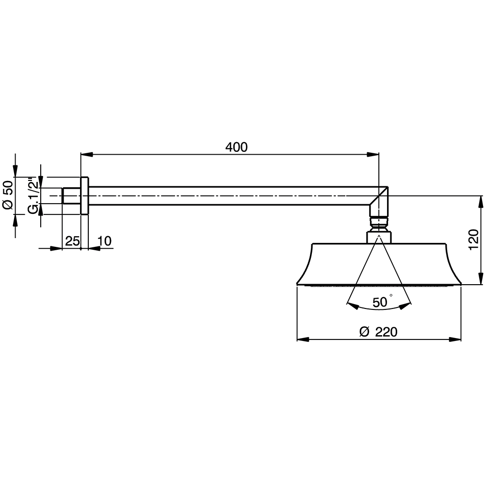CISAL Cherie Верхний душ D200 мм с настенным держателем L400 мм, цвет золото розовое