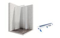 Душевой уголок Ambassador Diamond 12011103L-ST1, квадратный, линейный трап, 100х100