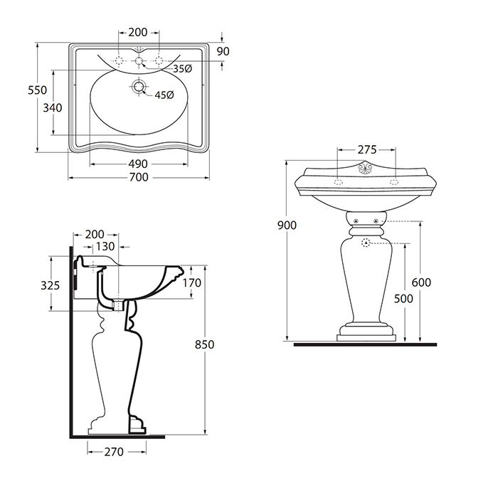 AZZURRA JUBILAEUM колонна для раковин 60/70/90/110см, цвет белый