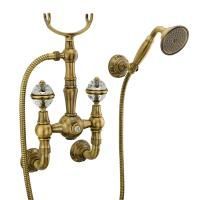 CRISTALIA Смеситель для душа внешний, вых. М1/2", в компл: шланг+ручная лейка+ручки CRYSTAL (NEW), бронз