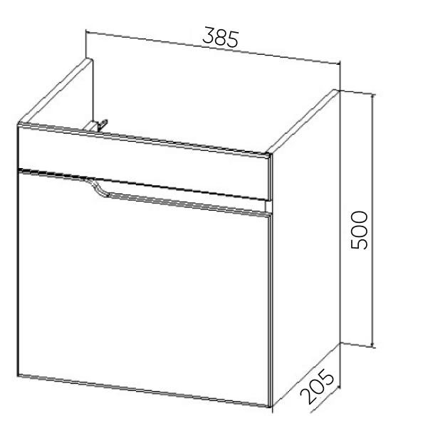 Тумба VIANT "Куба" 1 ств подвесная 205х385х500 под раковину .S-UM-COM40/1-w (COMO 40) (VKUB40CO-T1STP), артикул VKUB40CO-T1STP