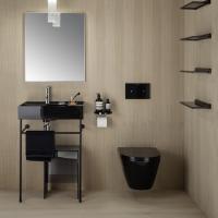 Laufen Kartell Раковина 600х460х120мм без перелива, с 1 отв. под смеситель, со скр сливом, полка справа, цвет: черный глянцевый