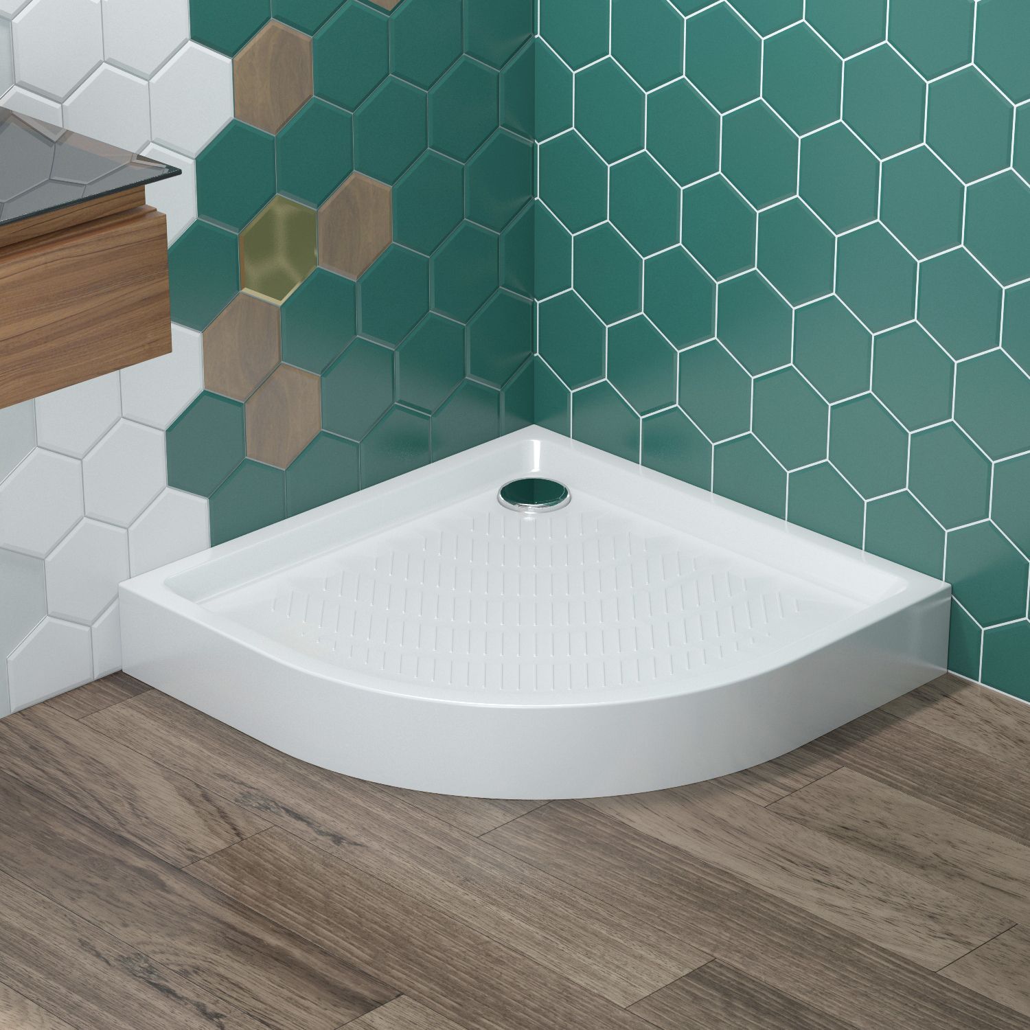 Акриловый душевой поддон Lavinia Boho Rock 37072900, полукруглый, 90 х 90 см